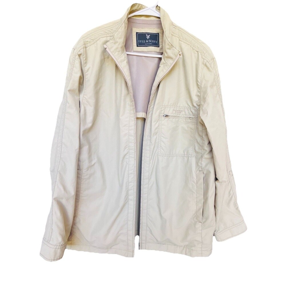 Lyle & Scott Scotland Lightweight Full Zip Jacket Men’s Medium Beige Mesh Lined